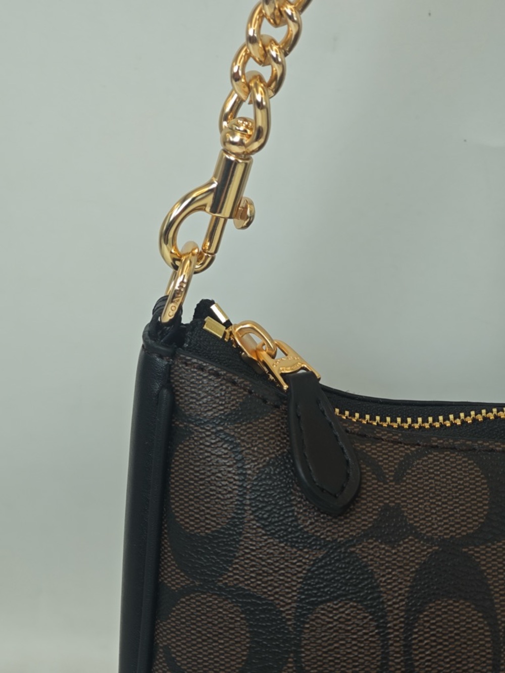 Coach Dark Brown Signature Mini Hobo with Gold Chain - Picture 8 of 12